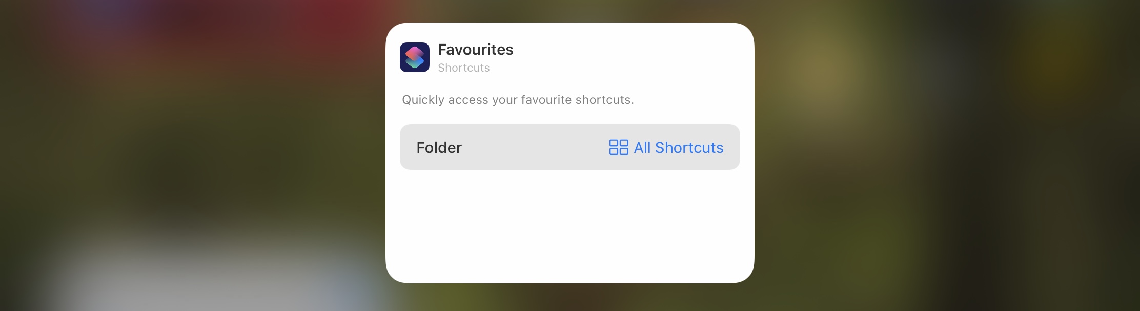 Shortcuts widget customisation